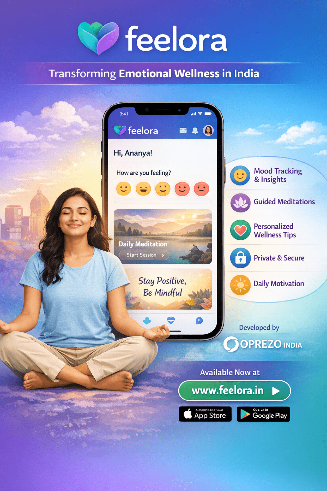 Feelora – Best Mental Wellness & Emotional Health App by Oprezo India