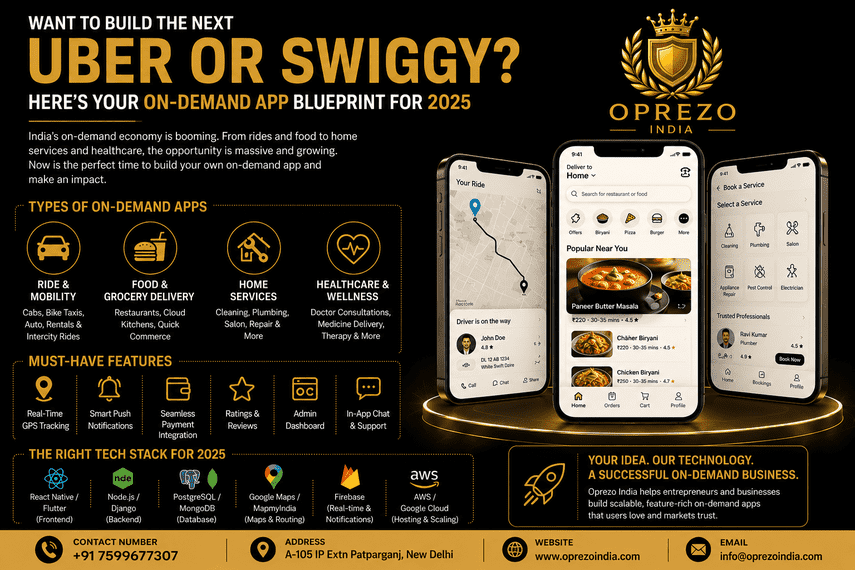 Want to Build the Next Uber or Swiggy? On-Demand App Development Blueprint for 2025